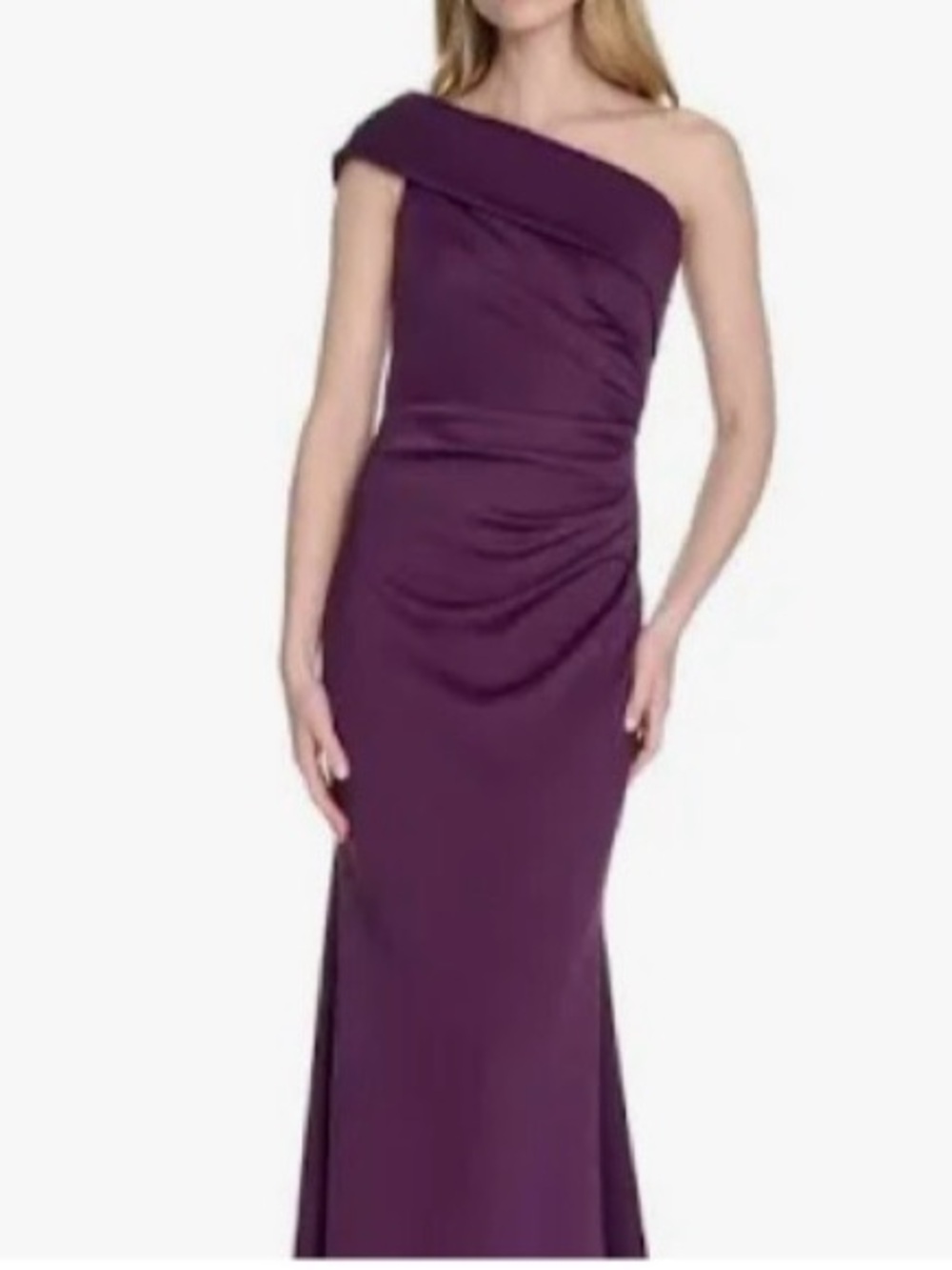 Eliza J One-Shoulder Deep Plum Evening Gown